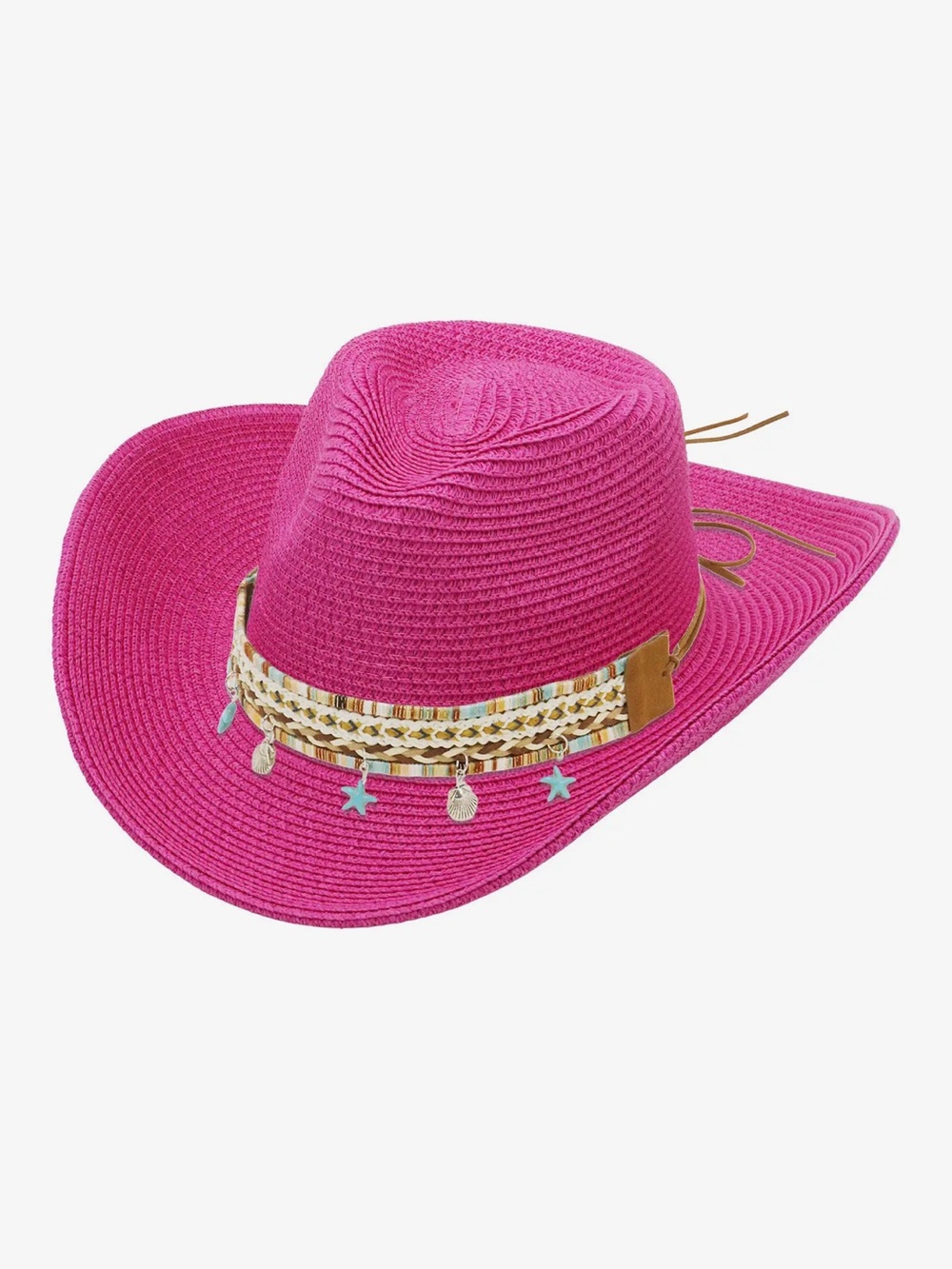 Blue boho tassels  Tribal cowboy hat
